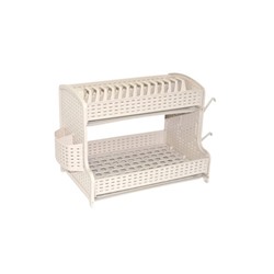 Сушилка 270226 для посуды Ротанг 2-х ярусная (слоновая кость) оптом