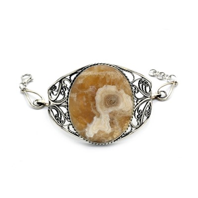 Браслет из оникса медового "Овал", 18,5см.
