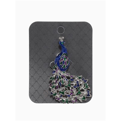 Брошь «Павлин роскошный»мини, цветная в серебре