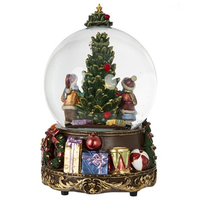 GAEM Фигурка декор в стекл шаре "Елка" (муз с ключ), D 9.5 см, L10,5 W10,5 H16 см