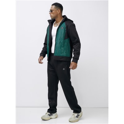 Спортивный костюм мужской зимний с начесом зеленого цвета 7335_1Z