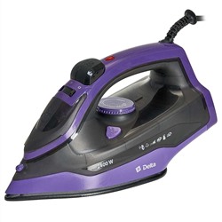 Утюг DELTA  DL-353 черный с фиолетовым: 2400 Вт, КЕРАМИКА, АНТИНАКИПЬ, САМООЧИСТКА (10) оптом