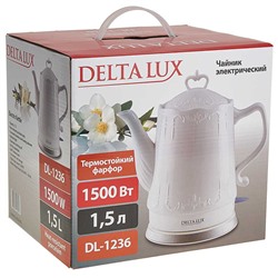 Чайник электрический 1500 Вт, 1,5 л, корпус из фарфора DELTA LUX DL-1236