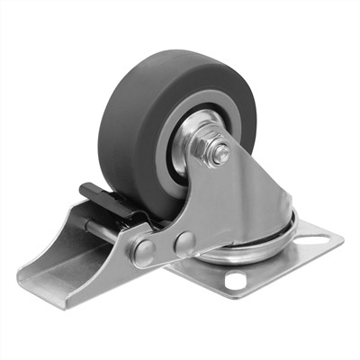 Колесо поворотное с тормозом D 50 мм, крепление  платформенное Сибртех