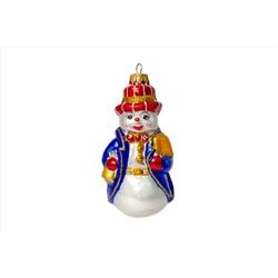 Елочная игрушка стеклянная декорированная "Снеговик в пальто"