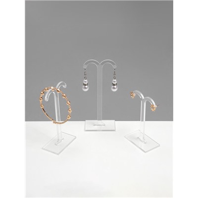 Подставка под серьги QF, полукруг, набор 3 шт., h=8.5, 10, 12 см, прозрачная