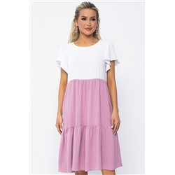 Платье Ветер перемен (бело-розовое) П13586-4М