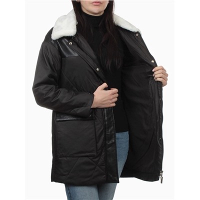 M24-096 BLACK Куртка демисезонная женская (100 гр. холлофайбер)