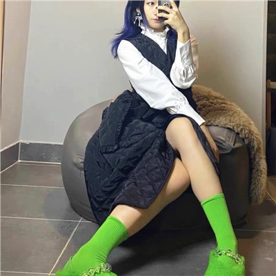 Tide, sports trend colored knee socks for men and women, mid-length