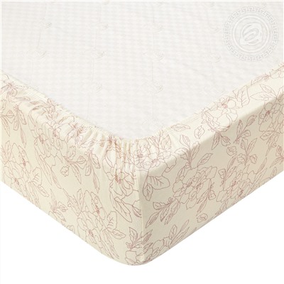 Простыня трикотажная на резинке Цветы бежевые Арт Дизайн