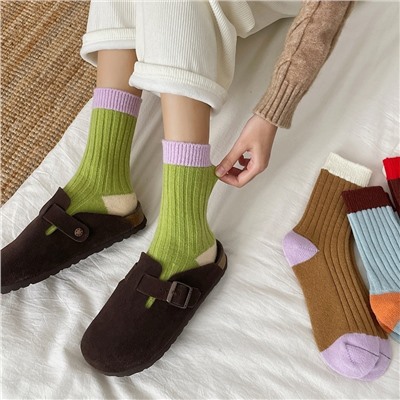Winter demi-season keep warm woolen Japanese comfortable socks, increased thickness, mid-length