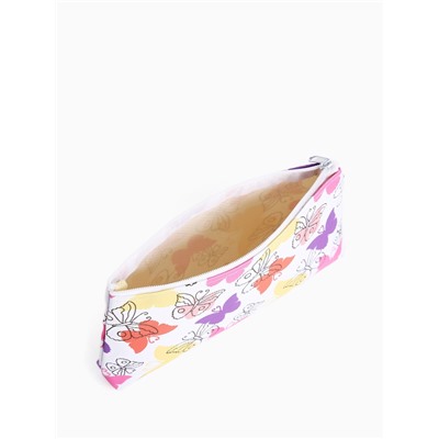 Косметичка-пенал на молнии, плоская, с ярким принтом, белая/разноцветная