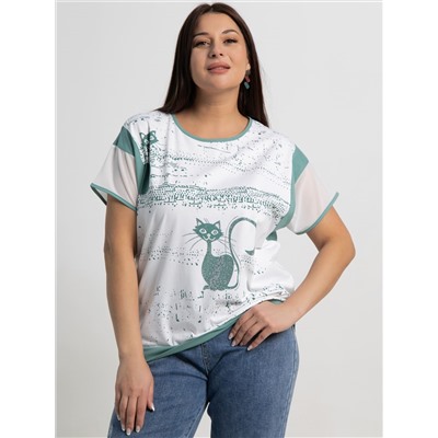 Блуза Алтея (белая/олива) Б15364-20М