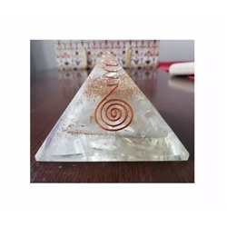 Оргонитовая Пирамида с Настоящим Селенитом для Рэйки, Real Selenite Orgonite Pyramid For Reiki, произв. Kalyan Puja