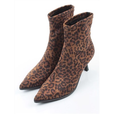 01-H26B-42PC BROWN LEOPARD Ботильоны демисезонные женские (искусственная замша)