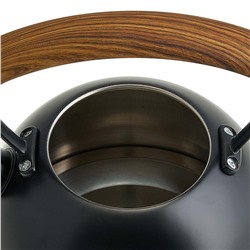 Чайник 2,5 л из нержавеющей стали со свистком, индукционное дно WEBBER BE-0603 черный, ручка дерево
