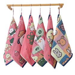Fuchsia cartoon breathable gauze scarf, wholesale