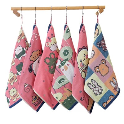 Fuchsia cartoon breathable gauze scarf, wholesale