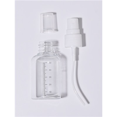 Бутылочка для хранения, с распылителем, со шкалой деления, 50 мл, белая, прозрачная