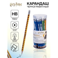 Карандаш чернографитный с ластиком, HB «Гарри Поттер», круглый, заточенный, в пластиковой тубе