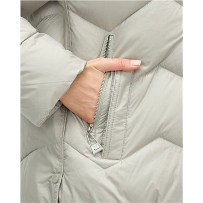 Куртка зимняя женская с мехом и капюшоном тренд светло-зеленого цвета 7759ZS