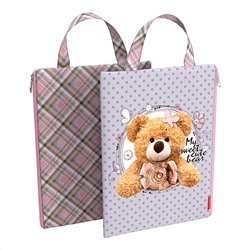 Папка A4 на молнии текстиль вертикальная ErichKrause® с ручкой Teddy Bear 54628/4/Россия Подробнее