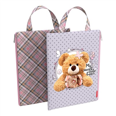 Папка A4 на молнии текстиль вертикальная ErichKrause® с ручкой Teddy Bear 54628/4/Россия Подробнее