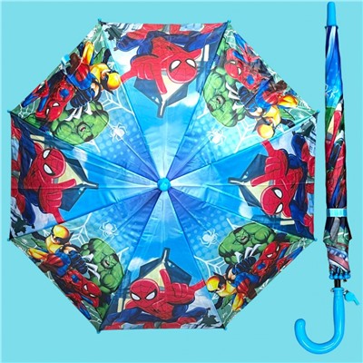 Зонт-трость для мальчика с мультгероями полуавтомат Арт 1004/1
