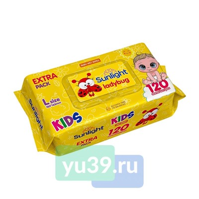 Салфетки детские влажные SUNLIGHT BABY ECO Божья Коровка с клапаном 120 шт