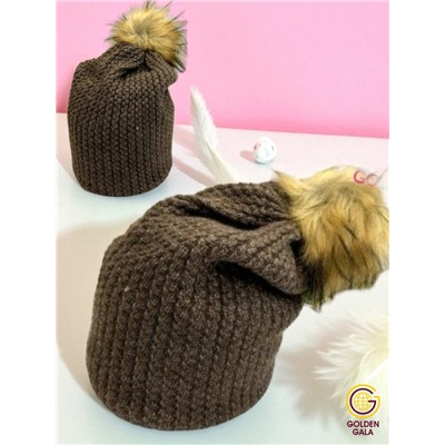 Женская теплая шапка премиум класса Арт1