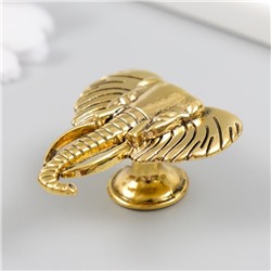 Мебельная ручка - кнопка, металл «Голова слона», состаренное золото, 4.5×4.2 см