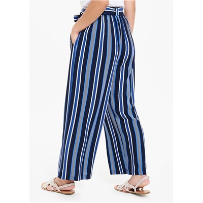 Papaya Petite Stripe Wide Leg Belted Trousers