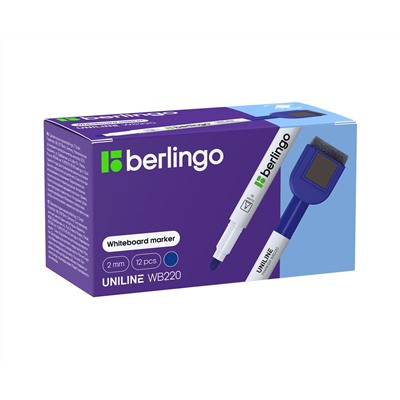 Маркер для белых досок на магните Berlingo "Uniline WB220" синий, пулевидный, 2мм