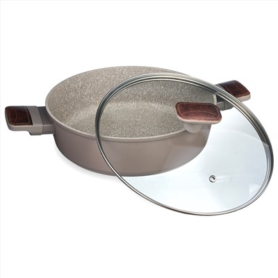 СОТЕЙНИК СО СТЕКЛ. КРЫШКОЙ И АНТИПРИГАРНЫМ ПОКРЫТИЕМ PFLUON MARBLE, 26*7,5 СМ