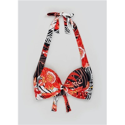 Soon Floral Palm Halterneck Bikini Top