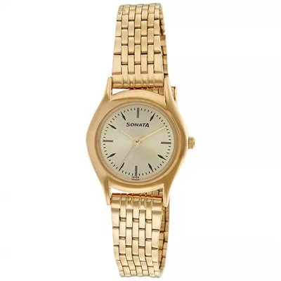 Наручные часы золотого цвета, Gold Wristlet Watch, произв. Sonata