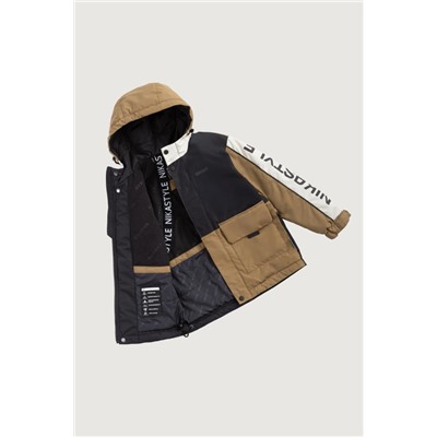 Куртка утеплённая для мальчика NIKASTYLE 4м4325 Черный кэмел Nikastyle