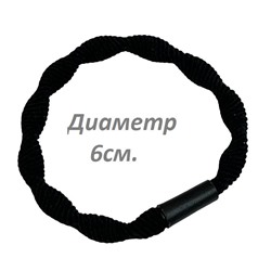 Резинка для волос эластичная (жгут волна) цвет черный Арт 65