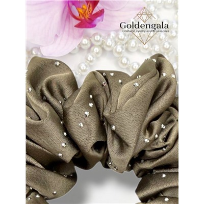 Резинка для волос объемная шелковая со стразами Арт:Р2/001