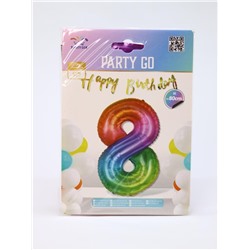 Шар фольгированный "Multicolour numbers" цифра 8, (80 см)