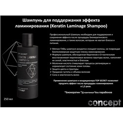 CONCEPT TS Шампунь для поддержания эффекта ламинирования 2021, 250мл