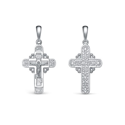 Крест из серебра литье белый