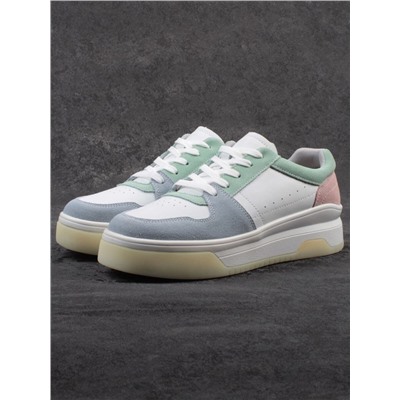 03-YG453-2 WHITE/GREEN/LT. BLUE/PINK Кроссовки женские (натуральная кожа)