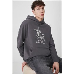 Bluza męska z kapturem z nadrukiem  kolor szary