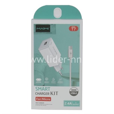 СЗУ Micro USB 1 USB выход (2400mAh/5V) MAIMI T7 (белый)