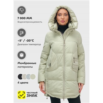 Куртка зимняя женская с капюшоном модная салатового цвета 3193Sl