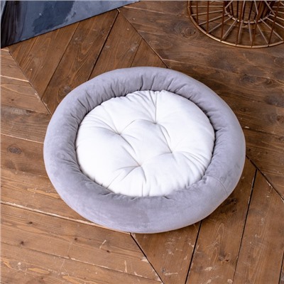 Лежак Bailey 52х52х15 см, мебельная ткань, размер S, микс цветов