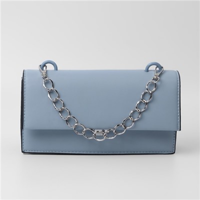 Цепочка для сумки, с карабинами, металлическая, плоская, 19×15 мм, 30 см, цвет серебряный