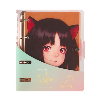 Тетрадь на кольцах 120л., А5, клетка MESHU "Neko", с пластиковой обложкой