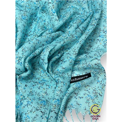 Палантин из хлопка и бамбука премиум Арт 2459/9 фон бирюзовый